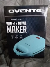 Ovente Non-Stick Waffle Bowl Maker Blue 520 Watts Overheat Protection WMB2405BL
