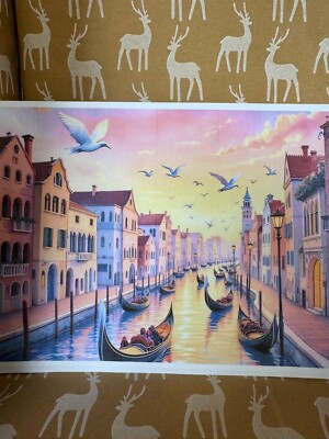 A stunning handmade greeting card with the beautiful city of Venice on it is bla