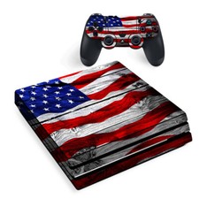PS4 Pro Console Skins Decal Wrap ONLY - American Flag on Wood