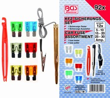 92 tlg KFZ Sicherungen Set 5A - 30A Flachsicherung Autosicherung m. Prüfer B8124