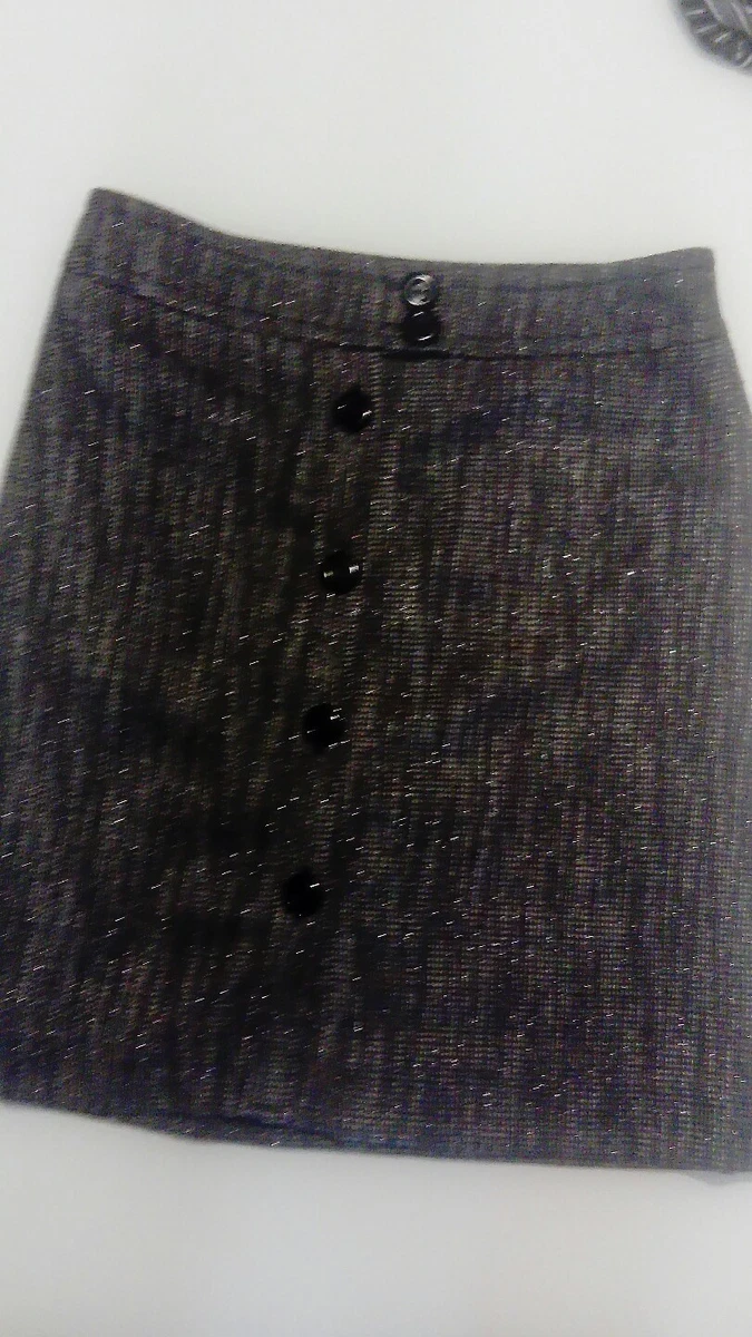 Jupe Caroll Taille 38, Couleur Champagne Noir, Style évasé, Très Bon état