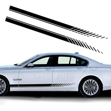 2x Black Sport Stripe Car Side Body Fender Vinyl Decal Sticker Trim Universal