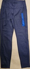 NWT Mondetta Blue High Rise Stretch Leggings Side Pockets Size L