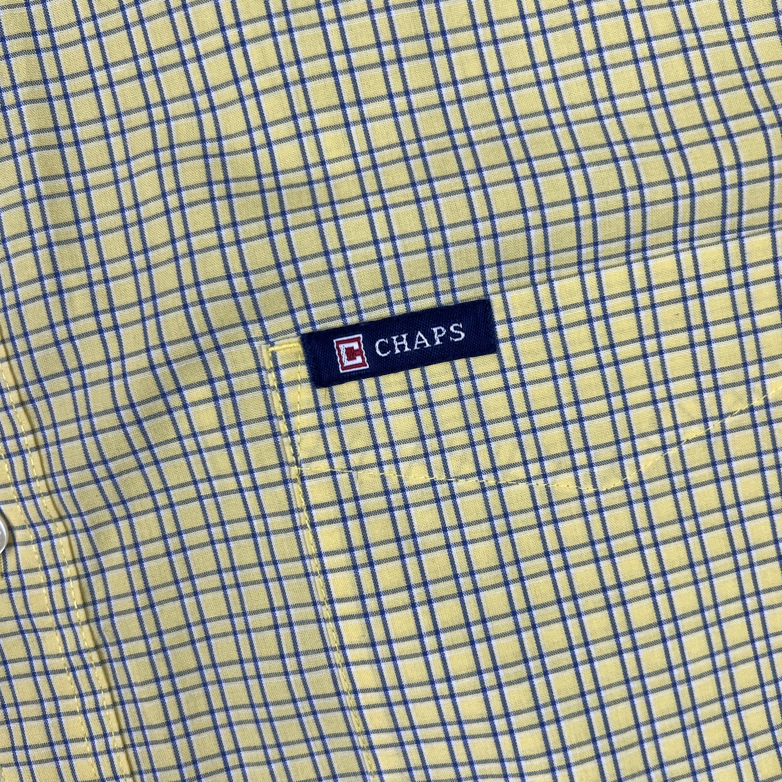 Chaps Ralph Lauren Yellow Plaid Logo Embroidered Short Sleeve Shirt Large image 4
