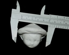 Antique Boy Doll Head with cap unpainted white bisque porcelain c 1920