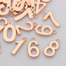 10 Number Charms Rose Gold Tone Assorted Pendants Numeral Pendants