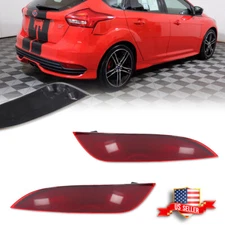 2X Red Lens Rear Bumper Bar Reflector Lights For 2015-2018 Ford Focus Hatchback
