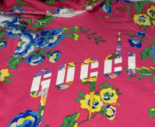 Gucci In Bloom Logo Fuchsia Pink Floral Kids Sweatshirt Hoodie Girls SZ 8 $580 - Picture 5 of 12