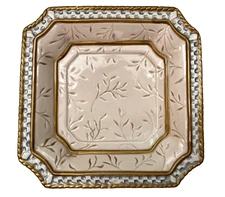 Vintage Fitz and Floyd Home Fragrance Square Plate Floral Pattern w/ Gold Trim