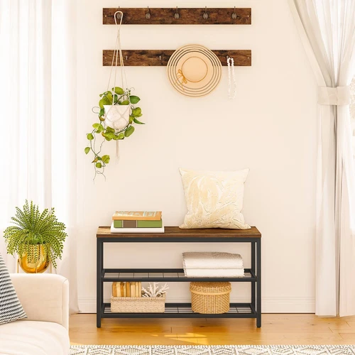 Garderobenständer mit Sitzbank Garderobe Schuhregal Set Schuhbank EBF07MT01 - Bild 5 von 8