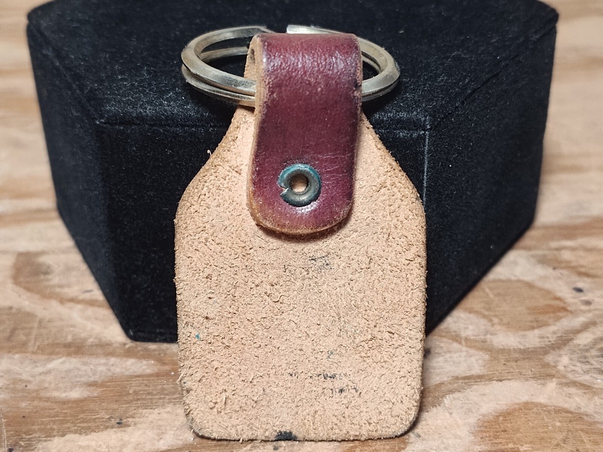 Vintage Brown Hand Tooled Genuine Leather Advertising Key Vintage Brown Hand Tooled Genuine Leather Advertising Key