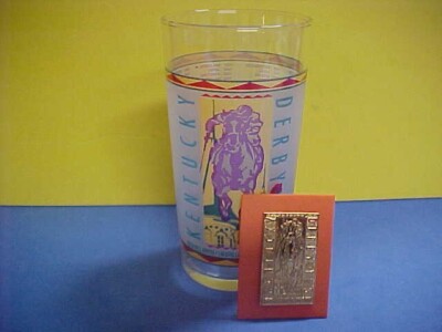 1997 Kentucky Derby Glass& 1997 extremely RARE Starter pin.Beautiful