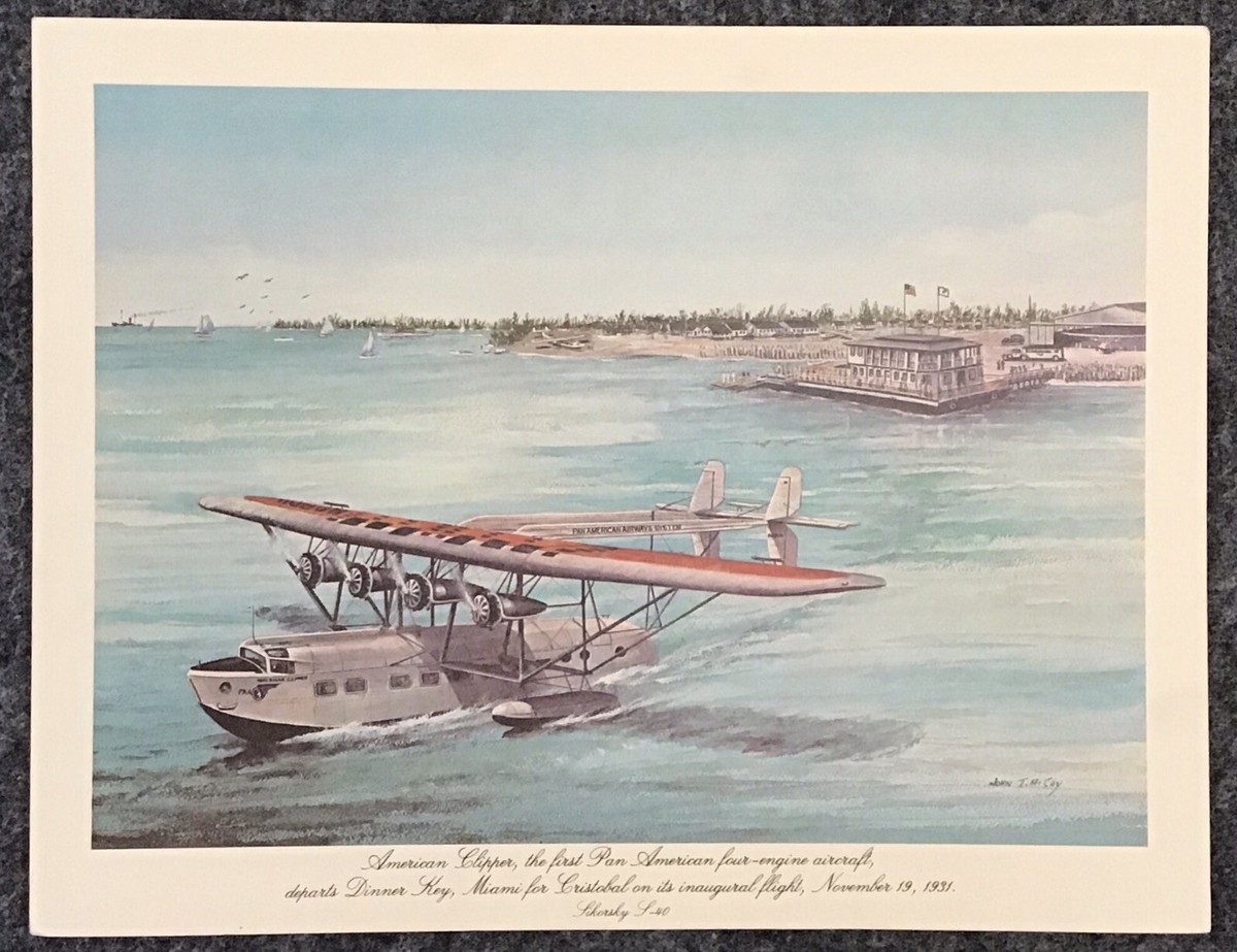 1982 PanAm 7 Menu Set 8.5x11 Inches Historic First Flights Pan