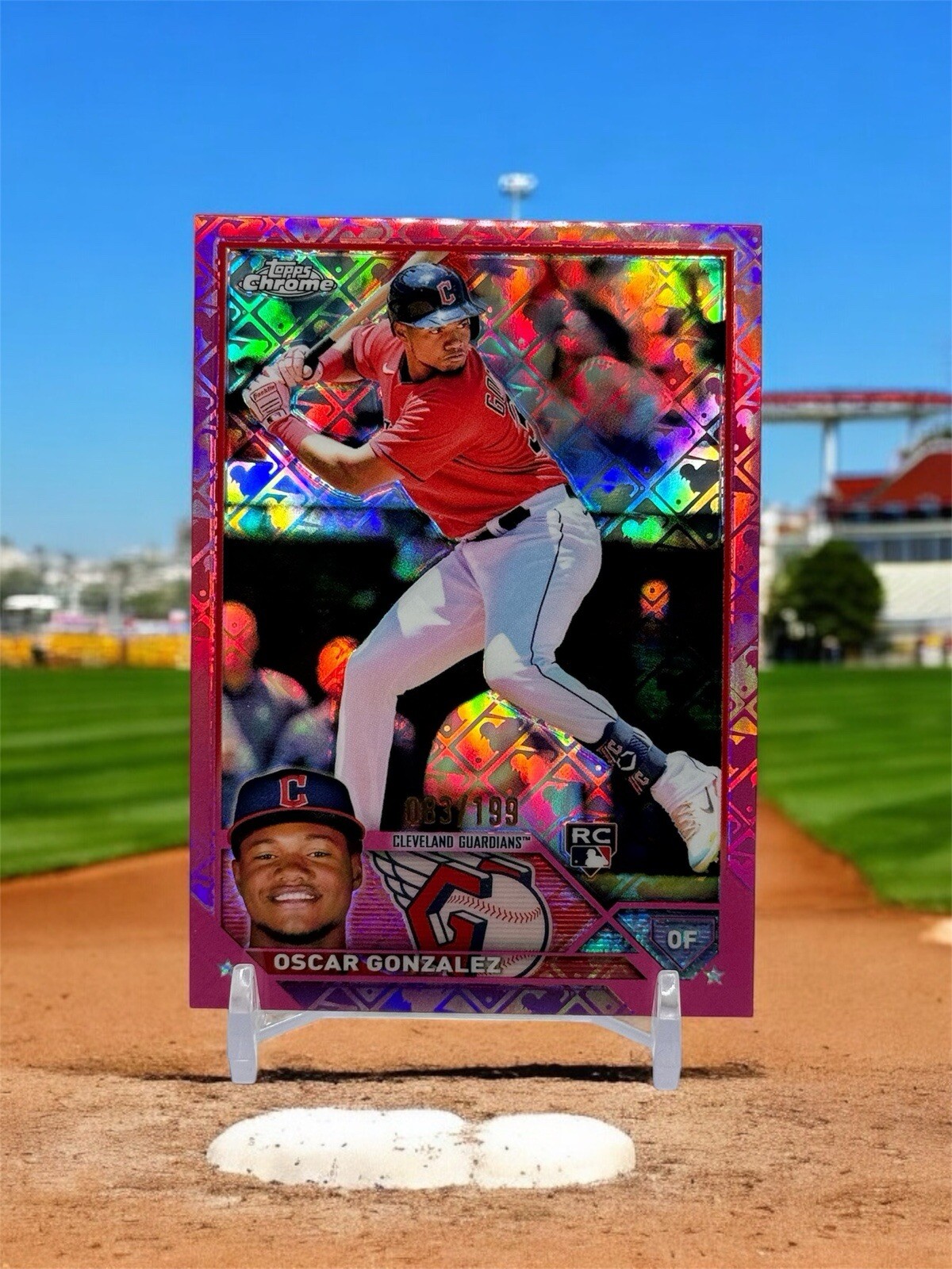 2023 Topps Chrome Logofractor Edition - Pink Refractor #207 Oscar Gonzalez /199
