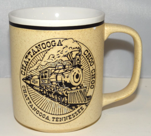 CHATTANOOGA CHOO CHOO Train Mug Cup Etched Speckled Ceramic Tennessee 10oz. - Afbeelding 1 van 7