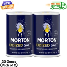 Morton Iodized Salt Round Cans All-Purpose, 26 Ounce (Pack of 2) …