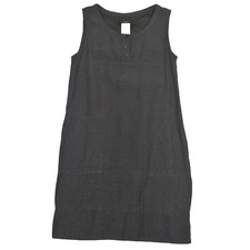 Weekend Max Mara US 8 Linen Flax Brown Shirt Dress W Pockets Buttons Sleeveless