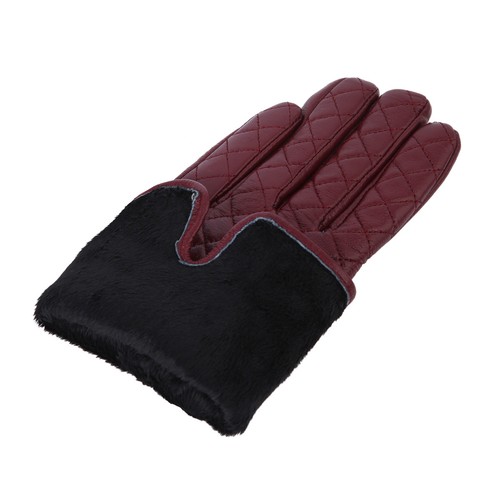 Elegant Women's Quilted Solid Winter Thermal Soft Leather Gloves - Diff Colors - Picture 14 of 26