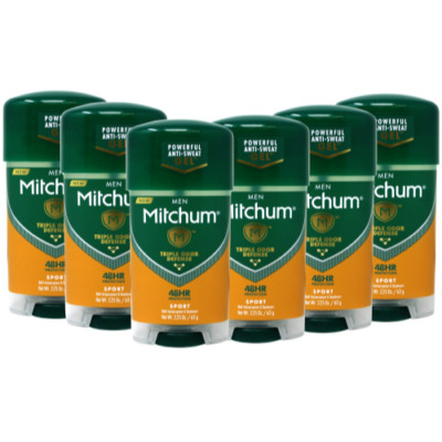 6 Pack Mitchum Men Power Gel Anti-Perspirant Deodorant Sport 2.25 oz