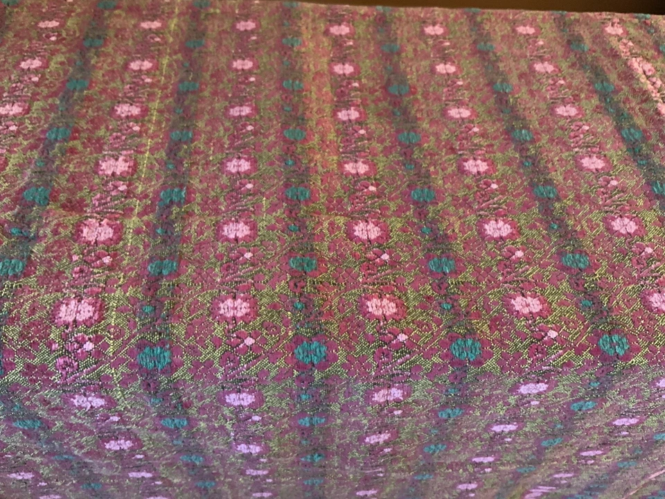 MANTA DE COLECCIÓN HIMALAYA ~ RARA ~ VÍVIDA FUSCIA Y VERDE AZULADO ~ ¡ENCUENTRADA INMOBILIARIA! Foto 3 de 4