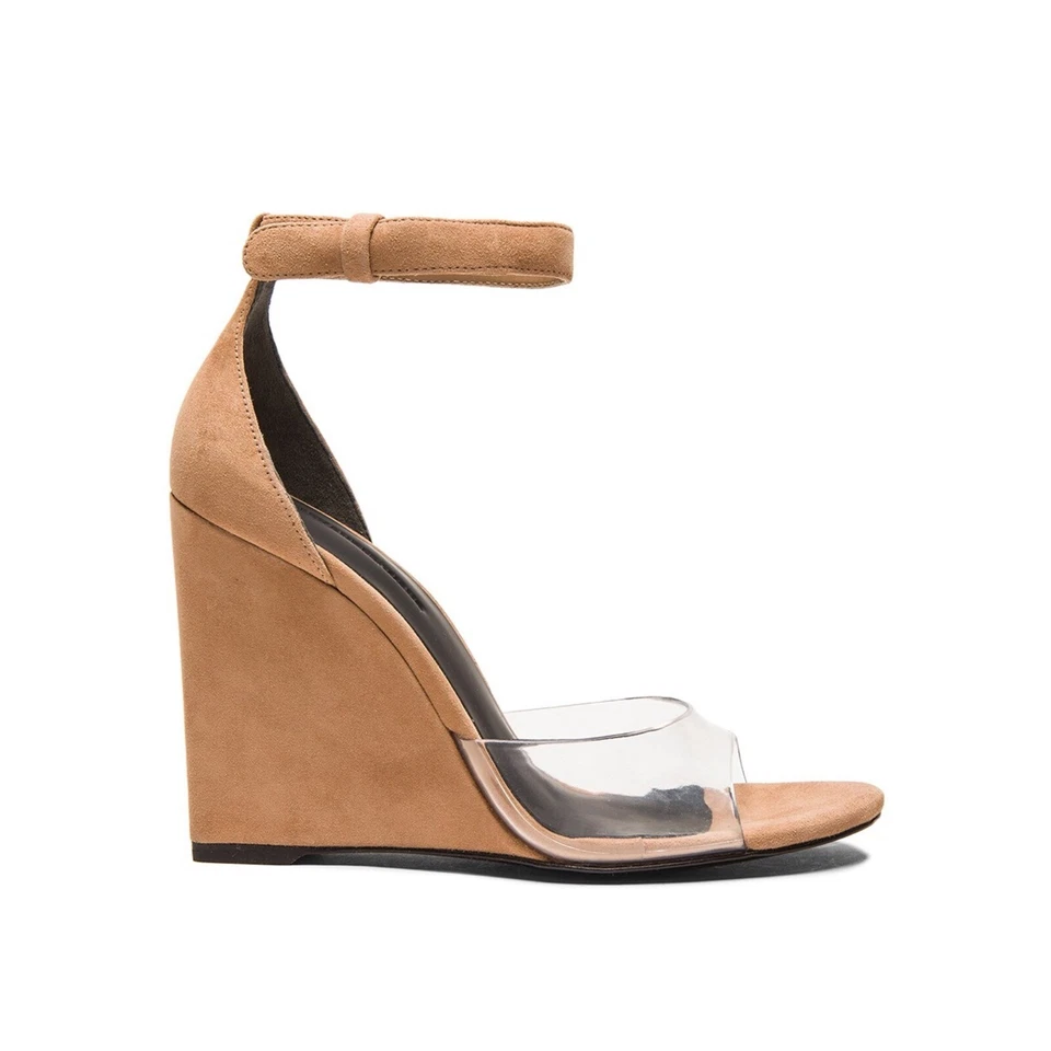 Sandalias Alexander Wang Tacones de Cuña Correa Transparente Gamuza Correa al Tobillo 8 Foto 2 de 4