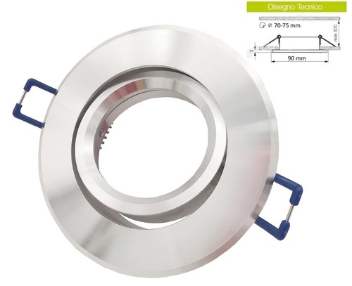 PORTA FARETTO DA INCASSO FISSO ORIENTABILE LAMPADINE LED GU10 MR16 controsoffitt - Foto 26 di 26