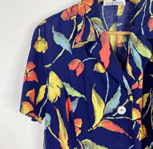 Vintage Givenchy En Plus Women’s Size 10 W Blue Multicolor Floral Print Dress - Picture 3 of 8