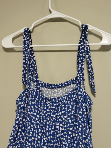 KINGSTON GREY Juniors Floral Shoulder-Tie Maxi Cotton Dress Blue L (Rane1250kz) - Picture 4 of 9