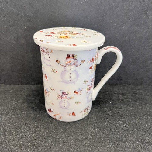 Kent Pottery Coffee Mug Tea Cup Coaster Lid Snowman Red Cardinal Bird Christmas - Picture 2 of 19