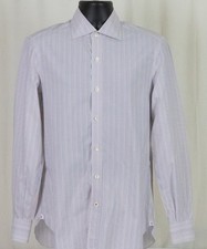 Xlent 550 Current ISAIA White w/Pastel Stripes SHIRT Slim EU39 15.5 x 35