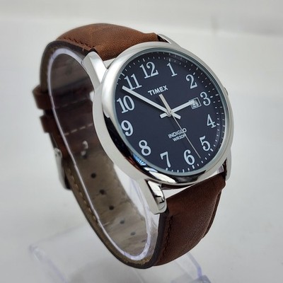TIMEX EASY READER INDIGLO TW2P75900 WR 30M BLUE/BROWN MEN'S WATCH 