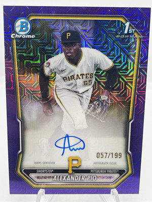 2026 Bowman Chrome Alexander Pio 1st Auto Purple Mojo /199 057/199 Pirates