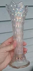 Antique Carnival Glass Fenton's "Rustic Variant" White 9" Vase. Beautiful