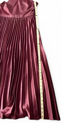Elle Zeitoune Jayee Halter Gown Dress Burgundy Pleated Satin - Picture 4 of 12