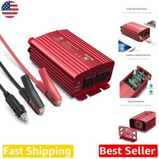Power Inverter 500W DC 12V to 110V AC Listed 4 Outlets 2 USB Fast Charge