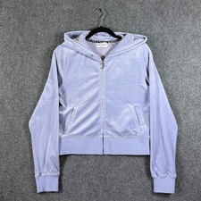 Juicy Couture Bling Velour Full-Zip Hoodie Purple Lavander Womens Size Medium