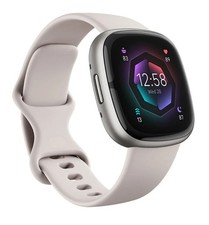 Fitbit Sense 2 Smartwatch Platinum Aluminum/Lunar White BRAND NEW plus free clip