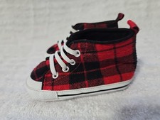 Carter Red Checked Flannel Shoes Baby 9-12 Mo
