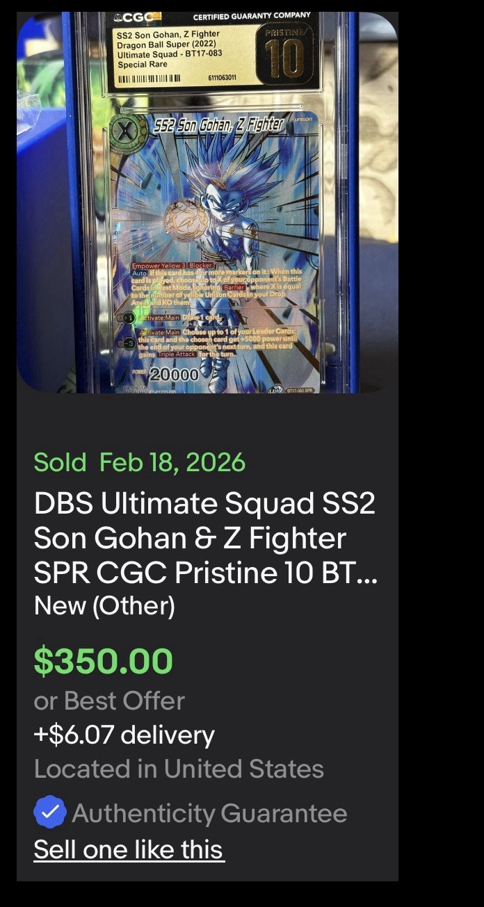 SS2 Son Gohan Z Fighter, Dragon Ball Super CGC Pristine 10, SPR BT17-083 view 13