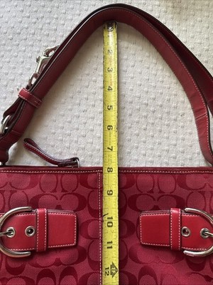 Vintage Coach Bag Soho Red Canvas Leather Signature Shoulder