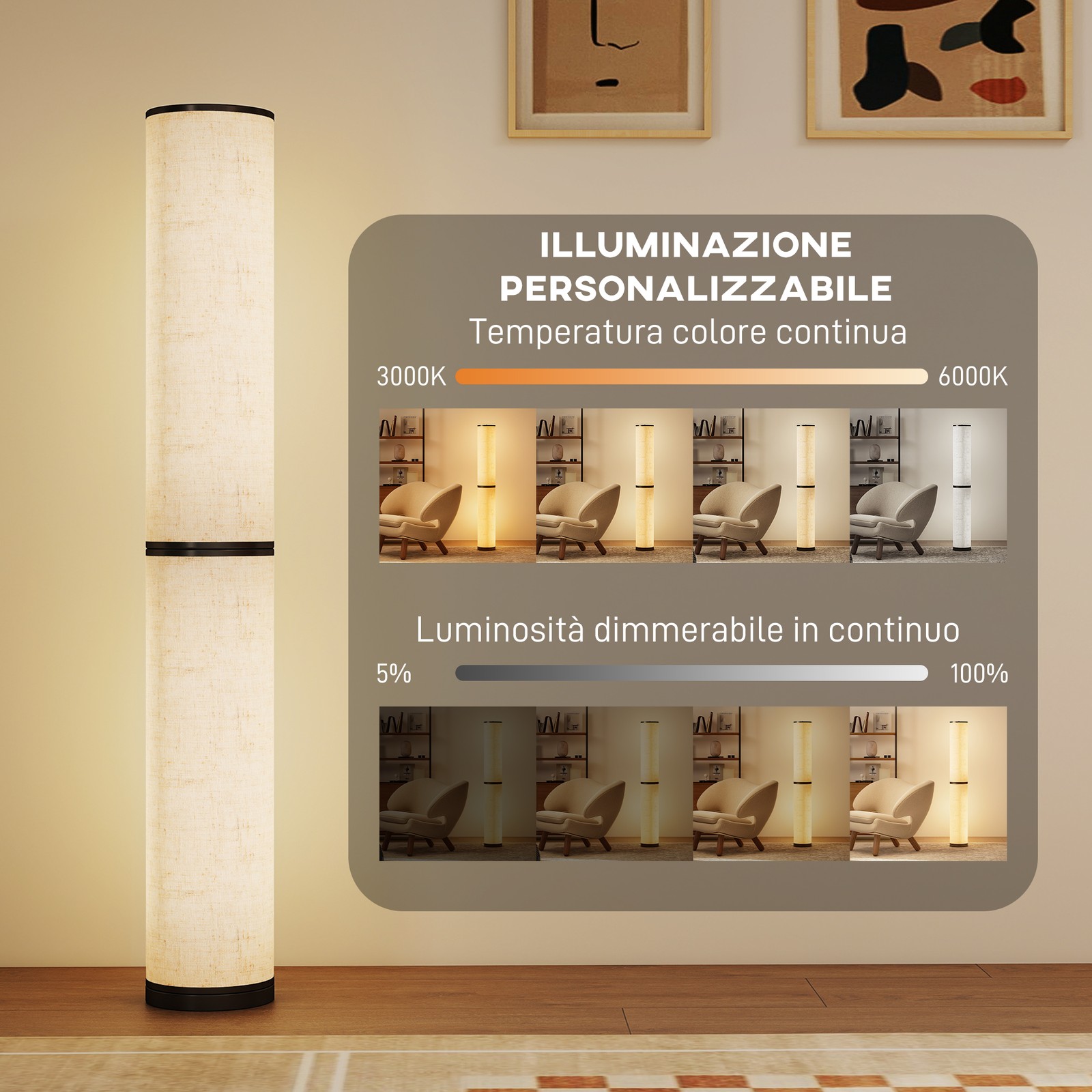 Lampada da terra con telecomando e regolazione temperatura foto 4