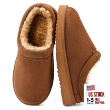 Men's Fuzzy Cozy Slippers Microsuede Indoor Outdoor Home Comfy 9 Chesnut Tan