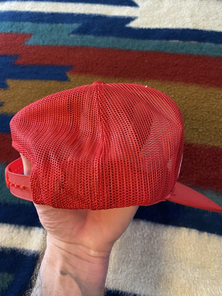 Boné de caminhoneiro vintage anos 80 Ferrari Racing vermelho branco Snapback malha traseira espuma - Imagem 4 de 4