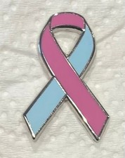 **NEW** Pink & Blue Neonatal Baby Awareness ribbon enamel badge / brooch.