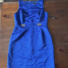 Tahari Arthur S Levine Sleeveless Elaine Dress Cobalt Blue Sz 12 Lined NWT