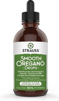 Strauss Naturals Smooth Oregano Drops Antioxidant Spearmint Flavor 100ml NEW