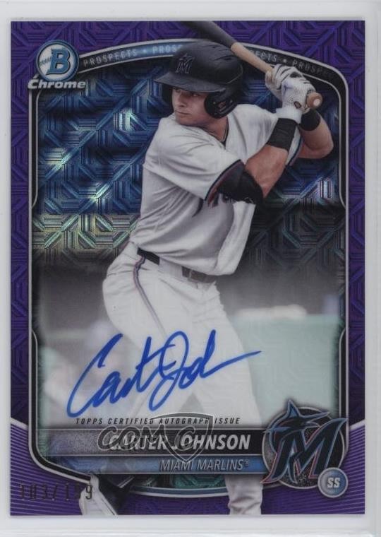 2025 Bowman Purple Mojo Refractor /250 Carter Johnson #BMA-CJ Auto pe8