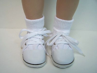White Canvas Tennis Deck Doll Shoes For 22''-23'' My Twinn Poseable (Debs)