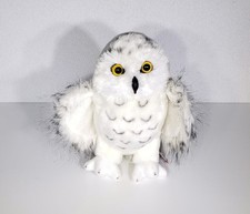 Douglas Plush White Spotted Snow Snowy Owl Hedwig Yellow Eyes Cuddle Toy 9" EUC