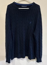 Nautica Sweater Men's Size Large Ribbed Navy Blue